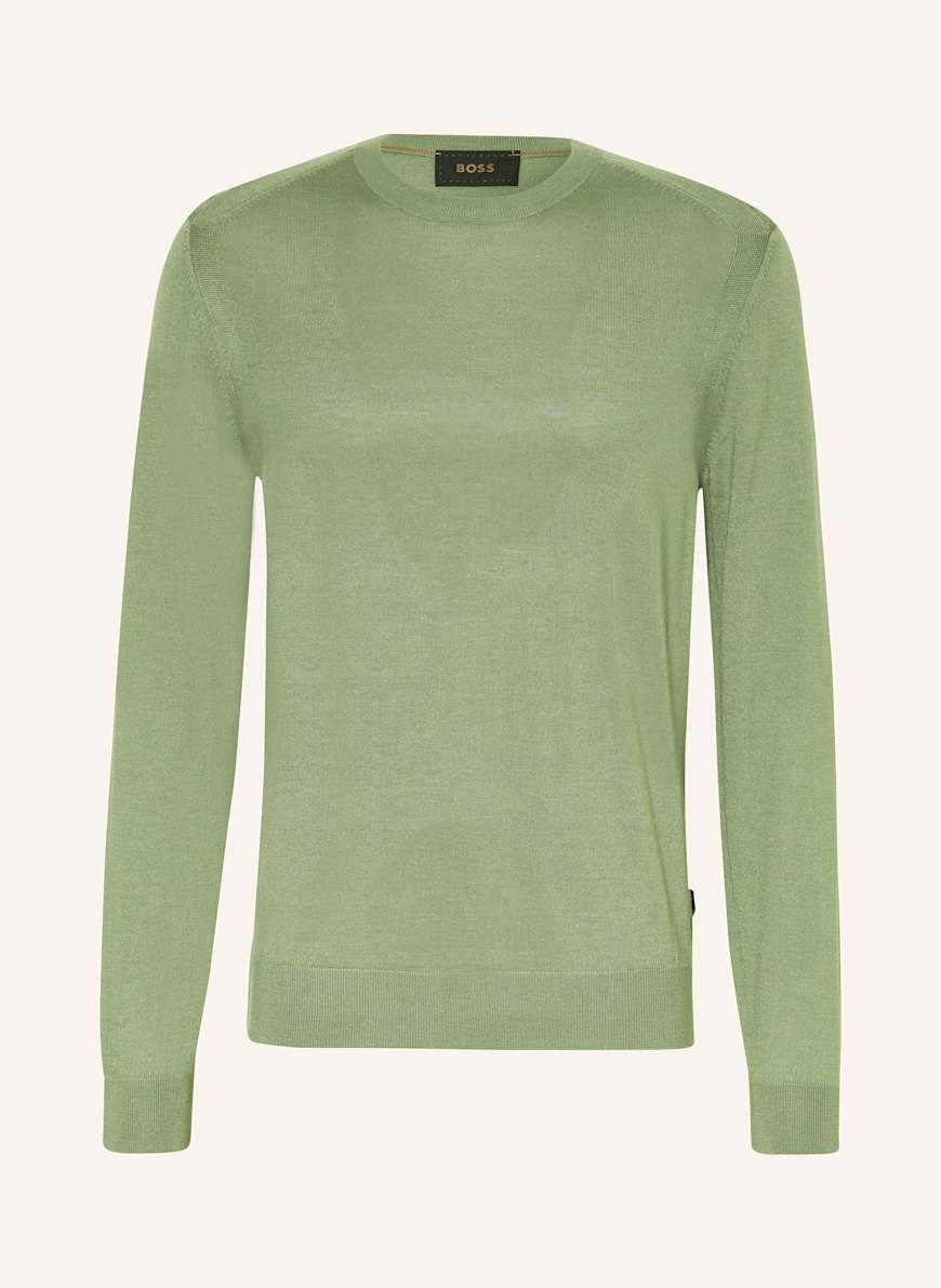 BOSS Pullover OVERO mit Seide und Cashmere: GRÜN