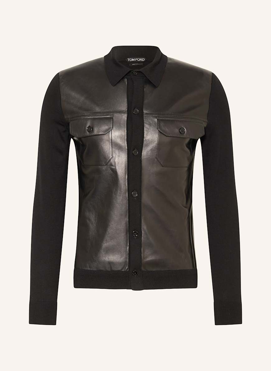 TOM FORD Overjacket im Materialmix: SCHWARZ