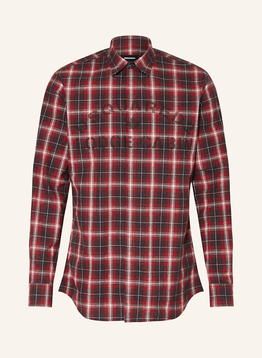 DSQUARED2 Hemd Slim Fit: DUNKELROT/ DUNKELGRAU/ WEISS