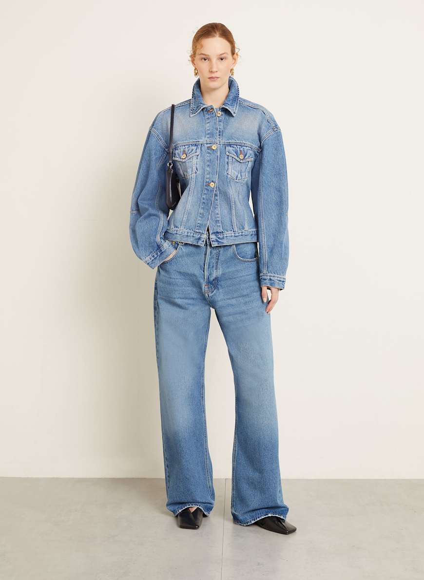 【JACQUEMUS】The De-NARmes Jeans With Zip ブルー JACQUEMUS Le De Nîmes Wide Leg Jeans Jacquemus