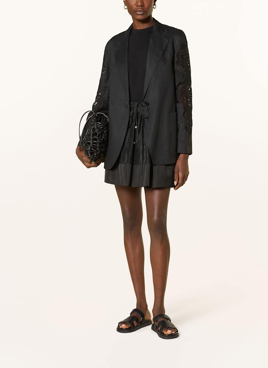 直営♪Max Mara Studio リネン オーバーサイズジャケットANGIZIA アンジズィア] ピュア リネン キャンバス ジャケット, black