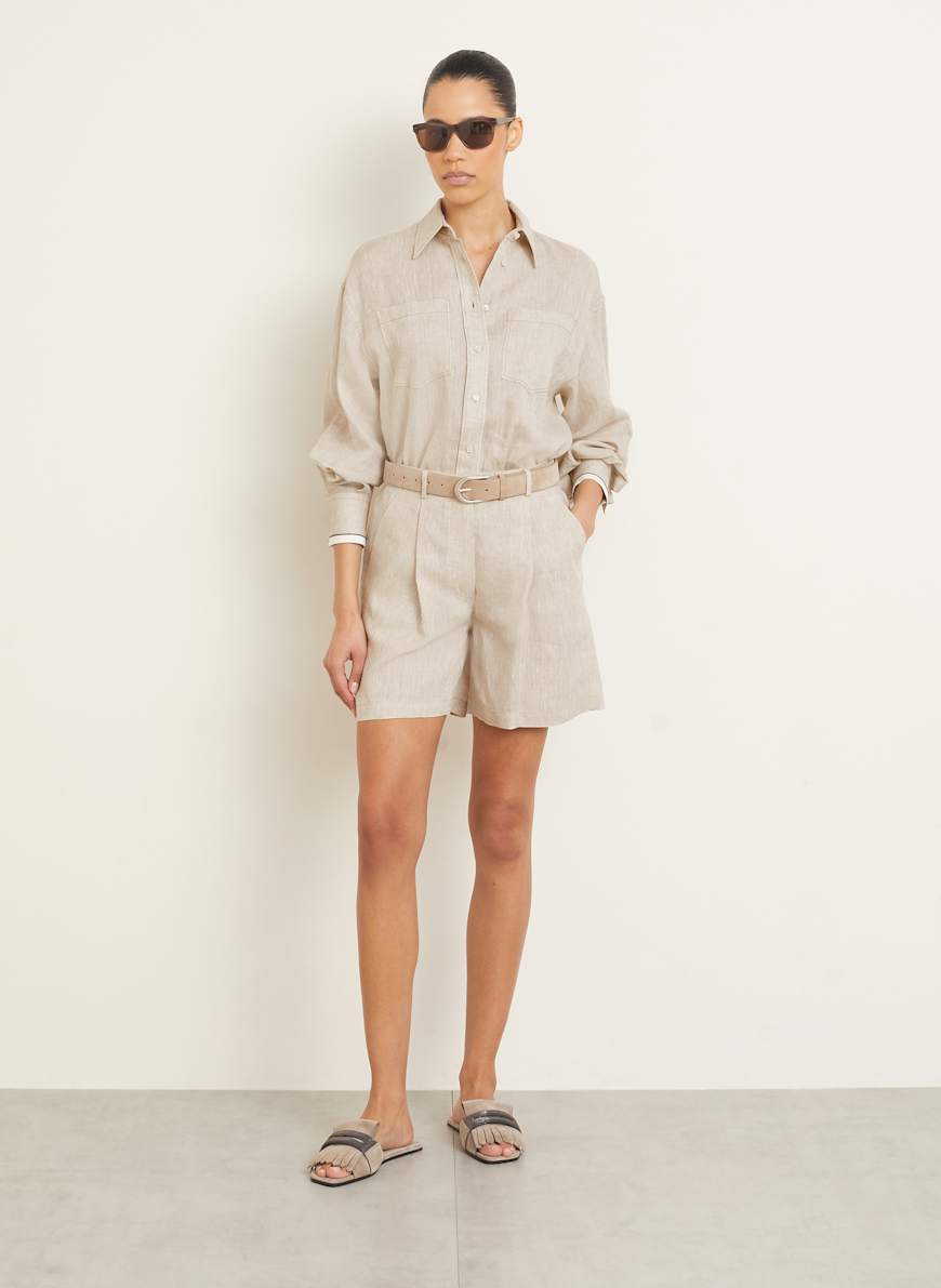 ショートパンツ BRUNELLO CUCINELLI Woman Short Beige ML145P8866 C3095 BRUNELLO CUCINELLI Linen shorts in cream