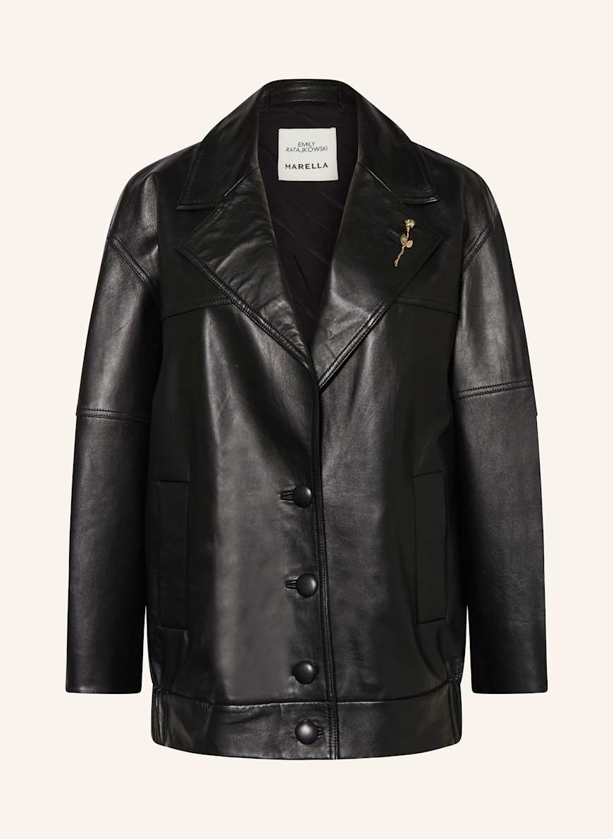 MARELLA Oversized leather blazer in black MARELLA Oversized leather blazer in black