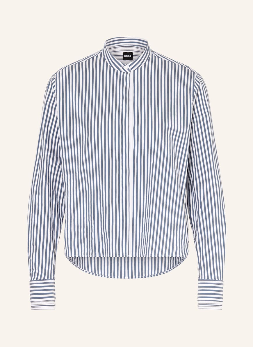 BOSS Cropped-Bluse BERTYNA: WEISS/ BLAU