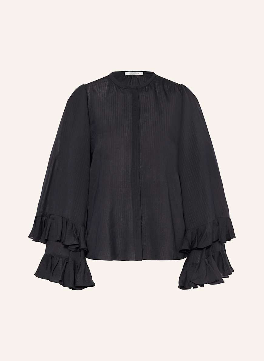 DOROTHEE SCHUMACHER Bluse SOFT STRIPES mit Rüschen: DUNKELBLAU