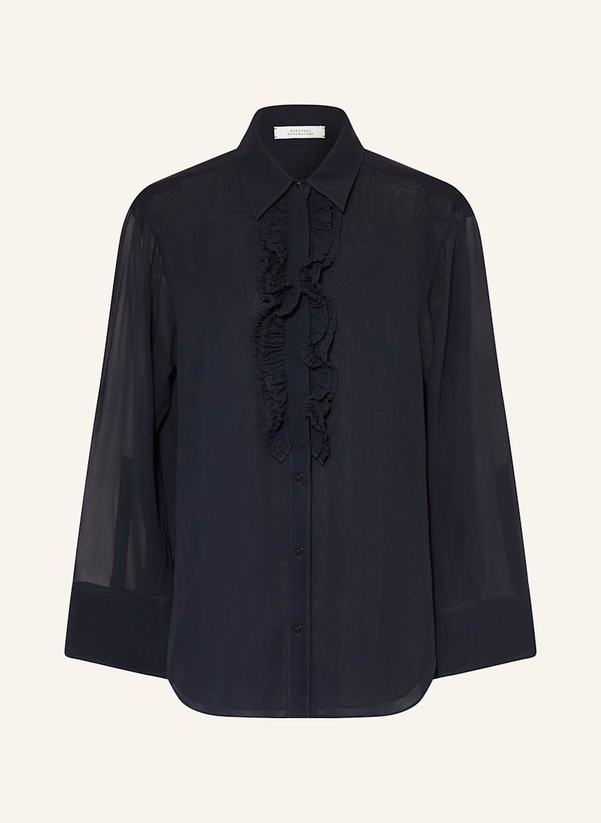 DOROTHEE SCHUMACHER Seidenbluse SHEER DREAMS mit Rüschen: DUNKELBLAU