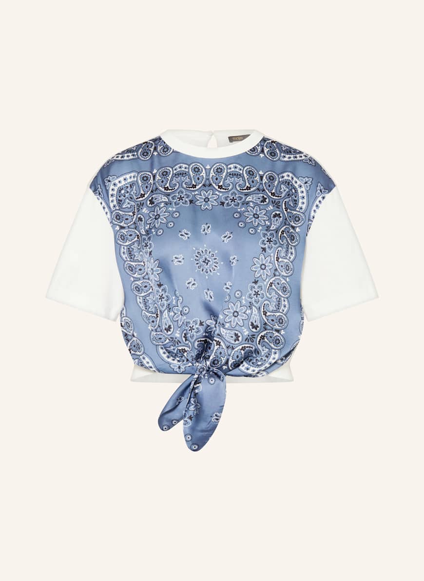 maje T-Shirt im Materialmix: BLAU/ WEISS