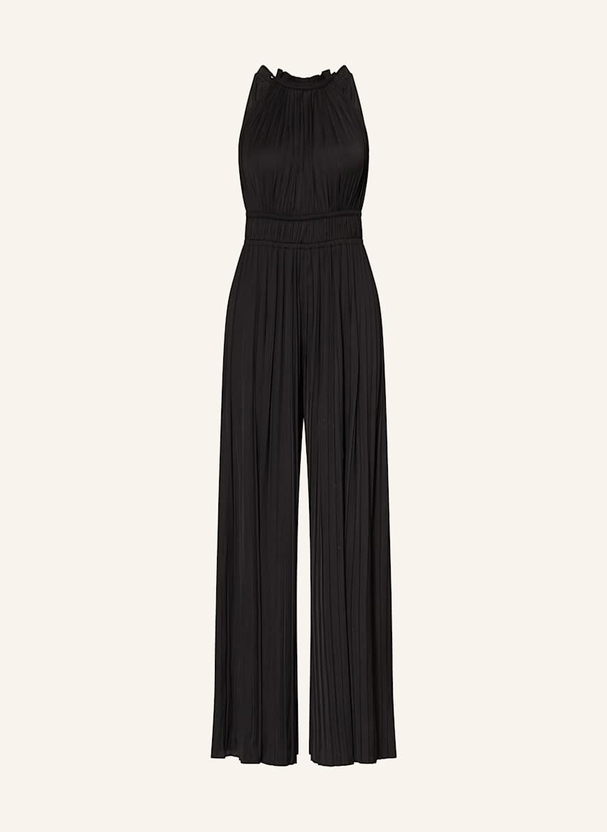maje Jumpsuit mit Plissees und Cut-out: SCHWARZ