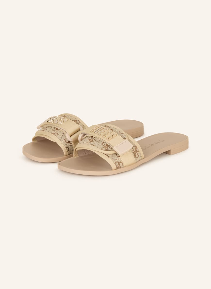 GUESS Pantoletten ELYZE4: CREME/ HELLBRAUN