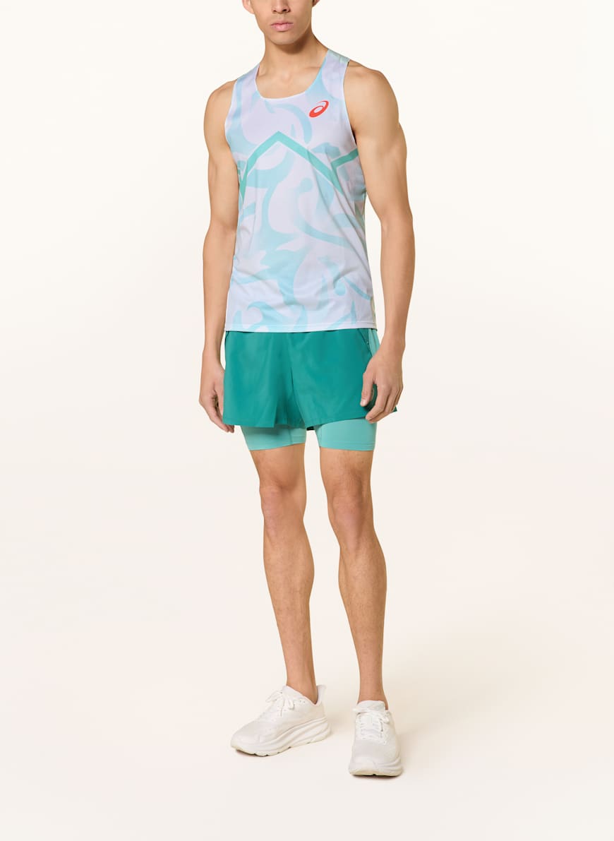 ASICS Running top LIGHT KNIT SINGLET in white/ mint
