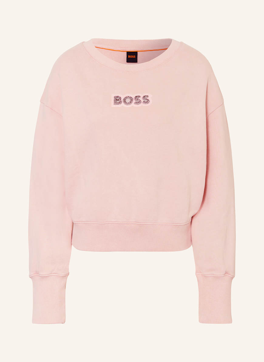 BOSS Sweatshirt ELAY mit Schmucksteinen: ROSÉ