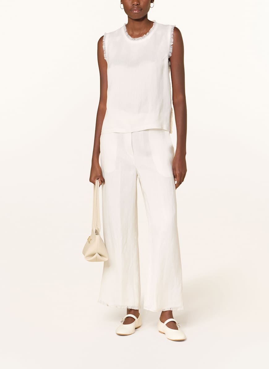パンツ ANTONELLI FIRENZE Viscose and linen trousers (J8303L 122) ANTONELLI firenze TORRES Marlene trousers with linen in white