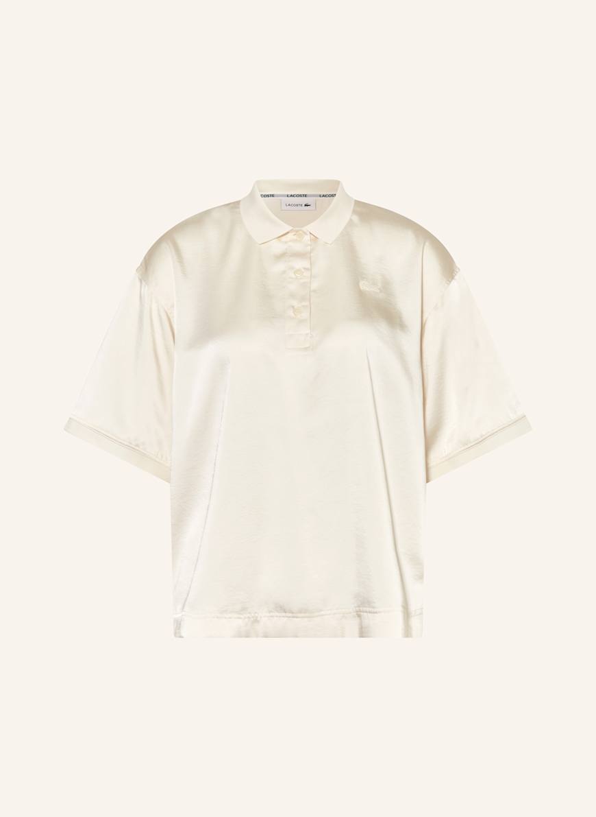 LACOSTE Satin-Poloshirt: CREME