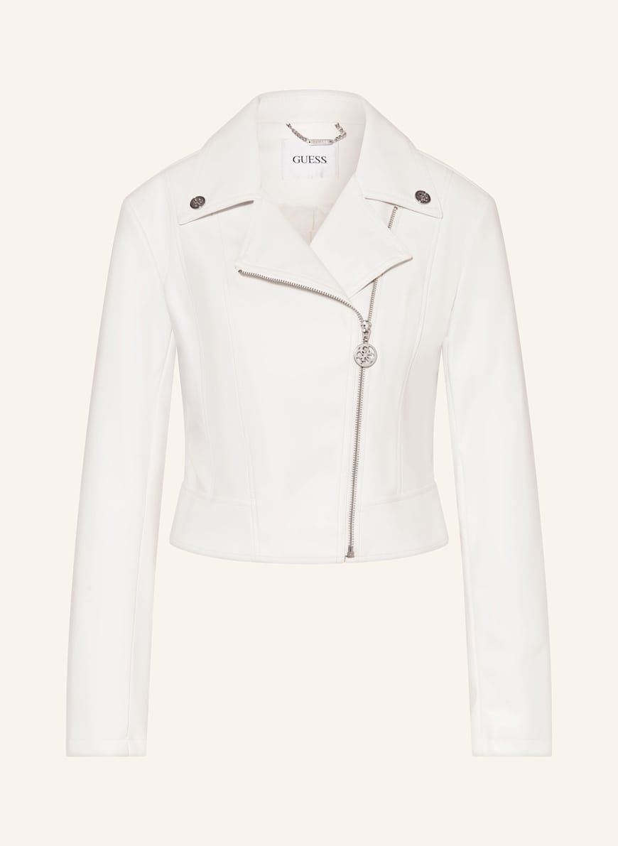 GUESS Biker-Jacke CLEMENCE in Lederoptik: WEISS