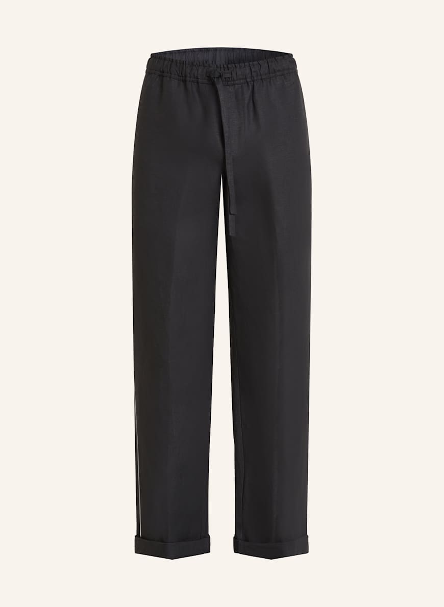 DOLCE & GABBANA Leinenhose Regular Fit: SCHWARZ/ WEISS
