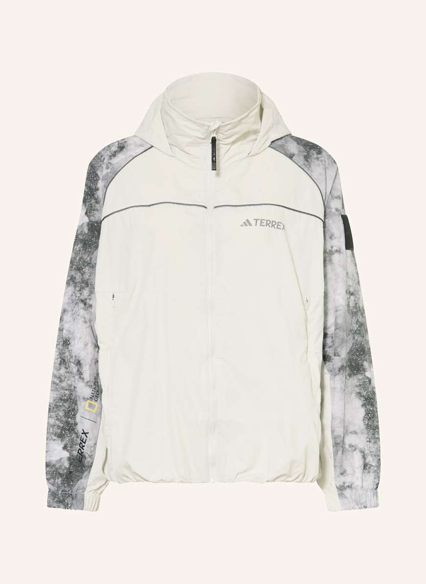 adidas TERREX NAT GEO WIND.RDY outdoor jacket in ecru/ light