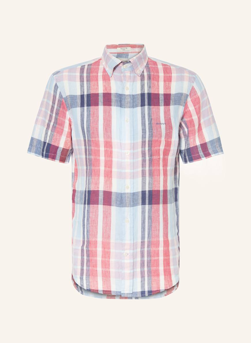 GANT Kurzarm-Hemd Regular Fit aus Leinen: ROT/ HELLBLAU/ WEISS