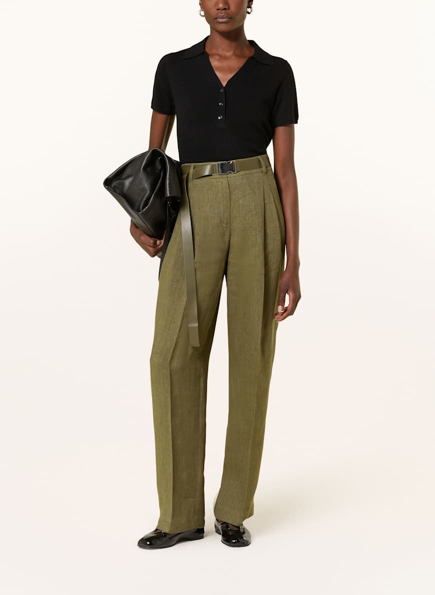 Max Mara STUDIO SIAMESE linen trousers in khaki