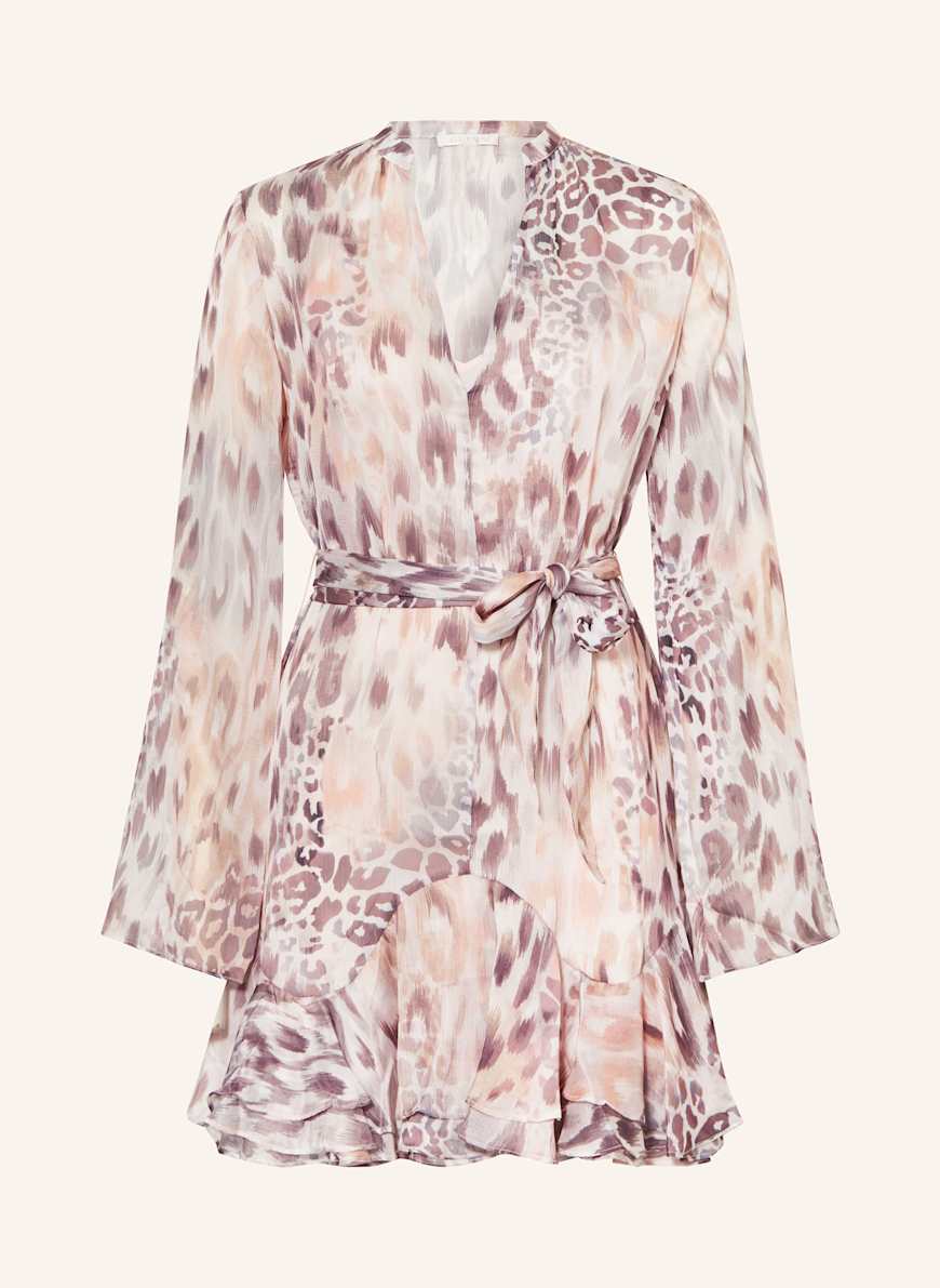 GUESS Kleid SIBILLA mit Volants: ROSÉGOLD/ BRAUN/ HELLORANGE