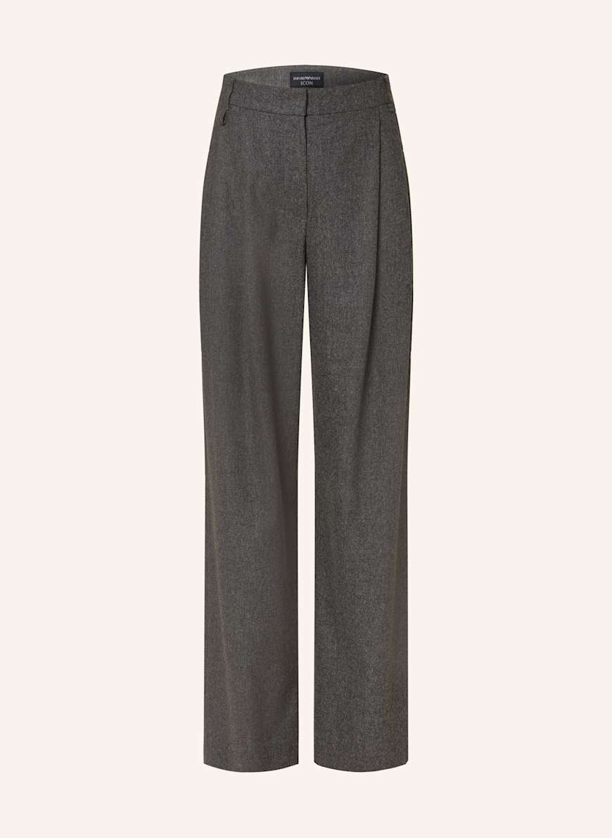 EMPORIO ARMANI Wide leg trousers in dark gray
