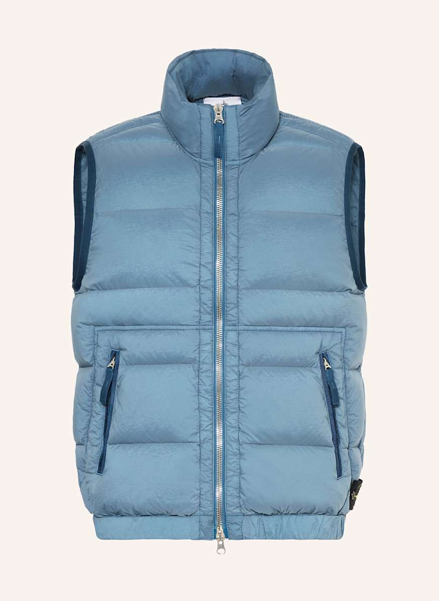 STONE ISLAND Down vest in blue
