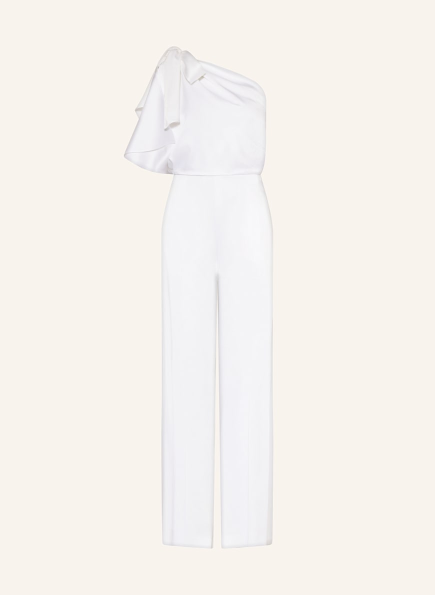 BOSS One-Shoulder-Jumpsuit DEIANA mit Volants und Schluppe: WEISS