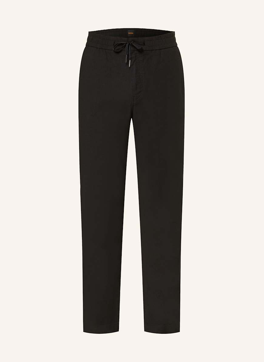 BOSS Hose SANDERSON Straight Fit mit Leinen: SCHWARZ