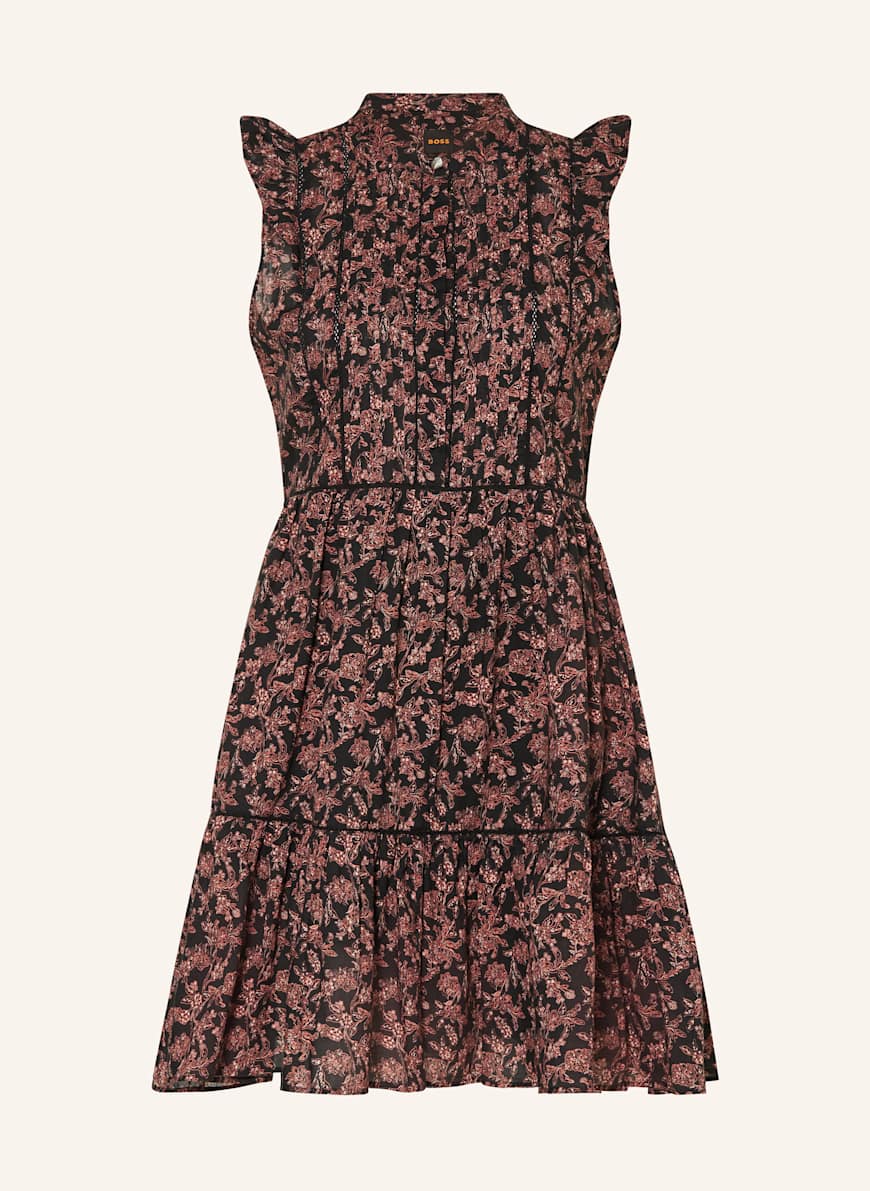 BOSS Kleid DANTIANA mit Rüschen: DUNKELBLAU/ ROT