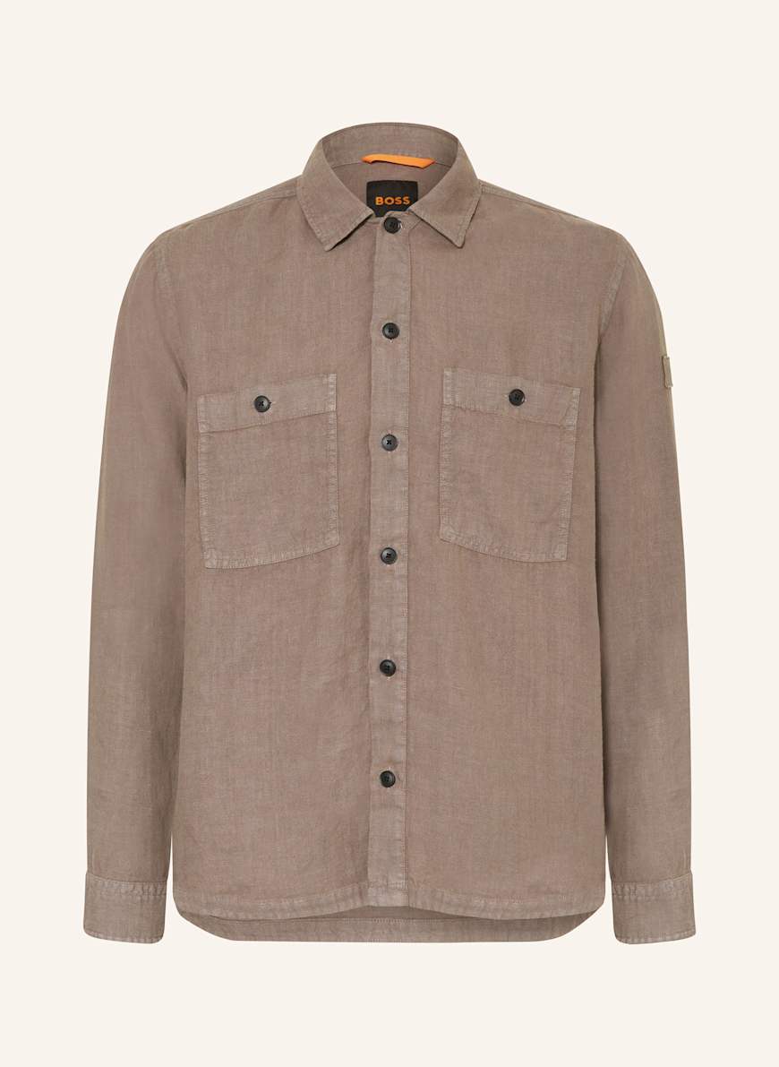 BOSS Leinen-Overshirt LOCKY: GRAU