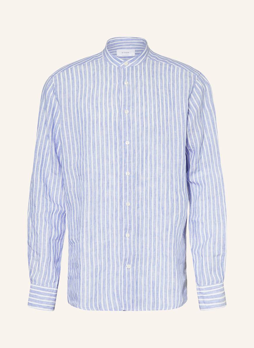 ETON Leinenhemd Regular Fit mit Stehkragen: BLAU/ WEISS