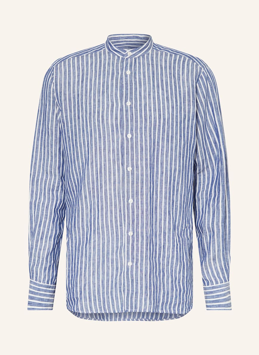 ETON Leinenhemd Regular Fit mit Stehkragen: BLAU/ WEISS