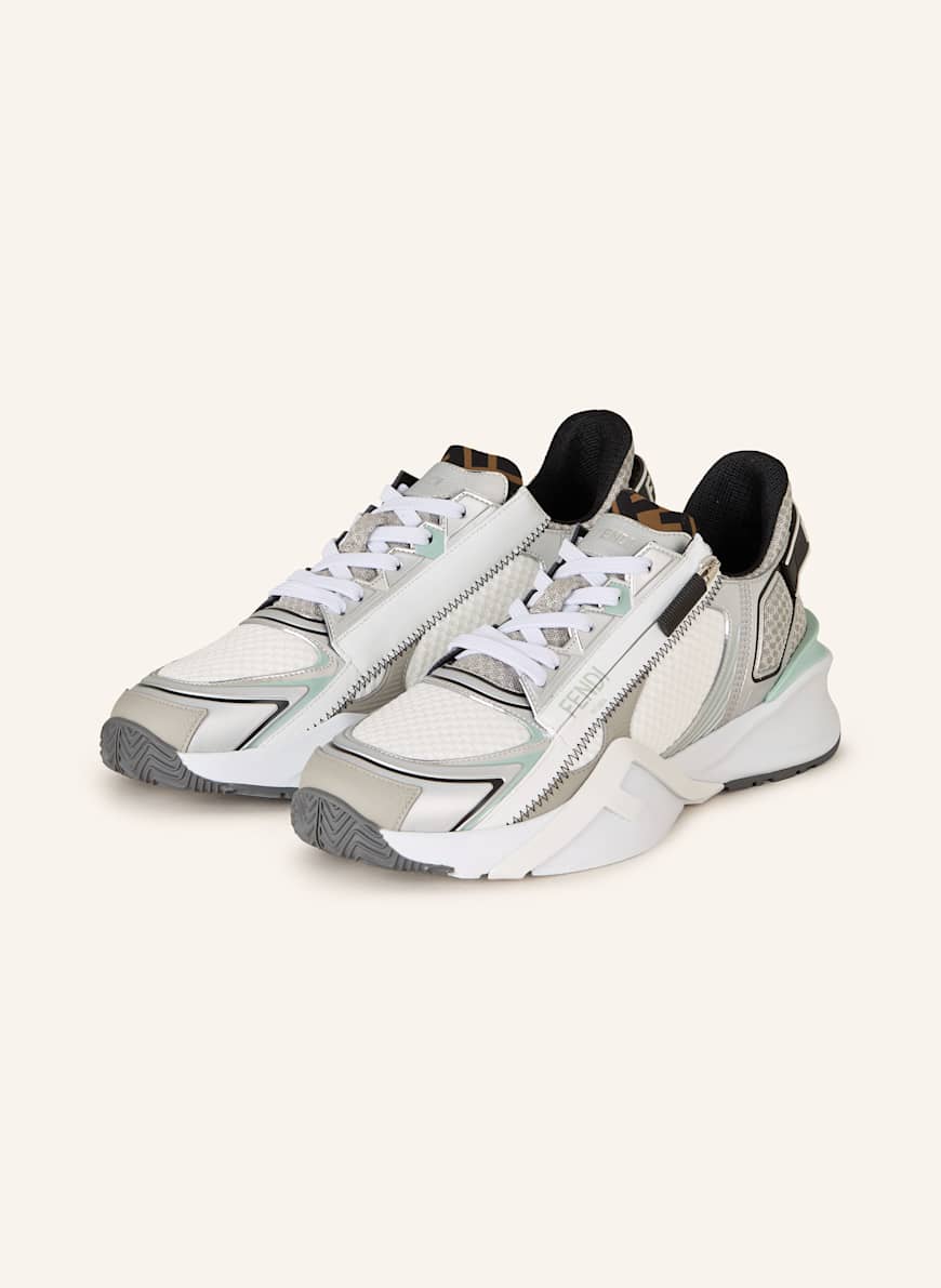 FENDI Sneaker FLOW: WEISS/ SILBER/ MINT