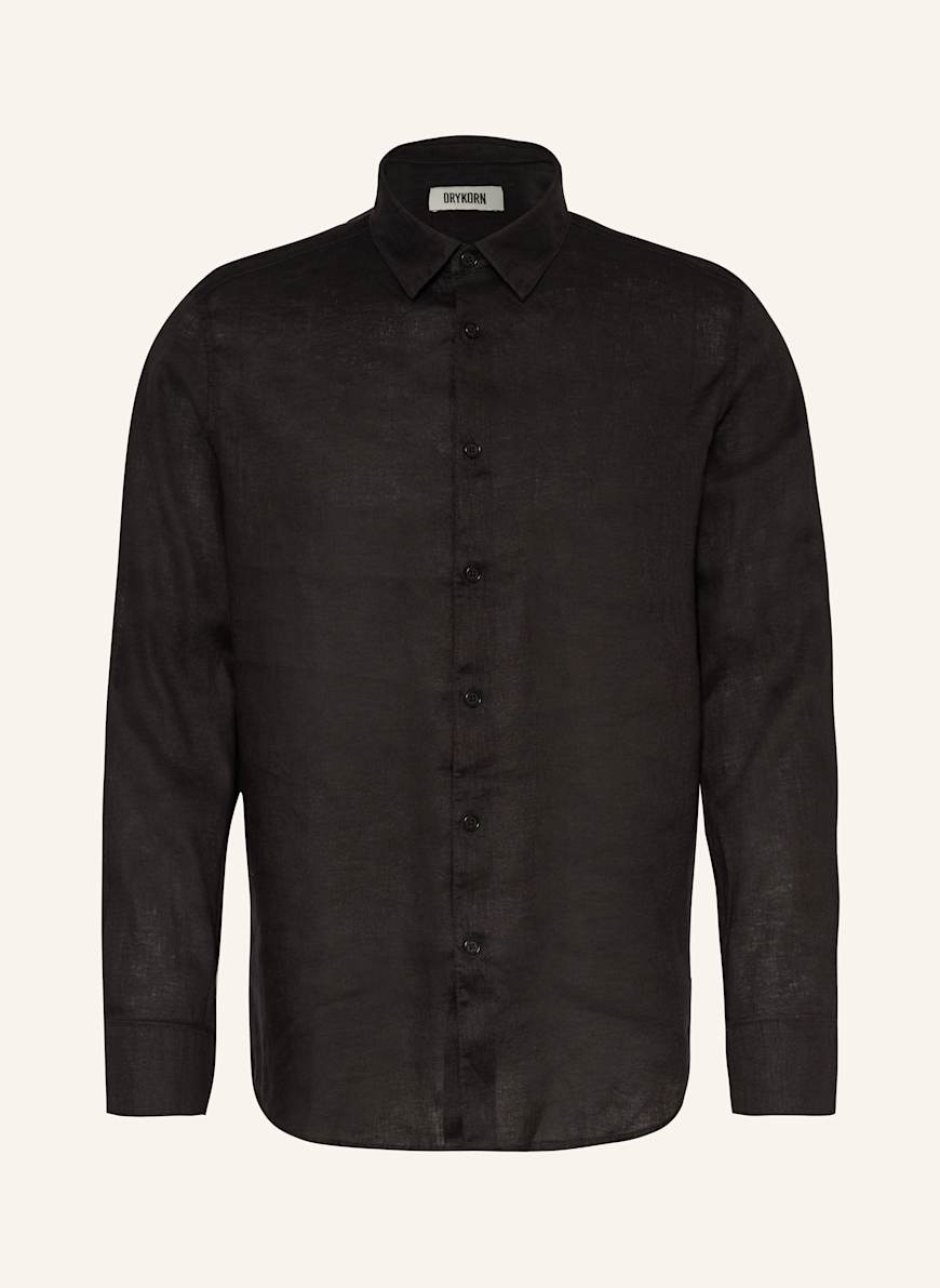 DRYKORN Hemd RAMIS Regular Fit aus Leinen: SCHWARZ