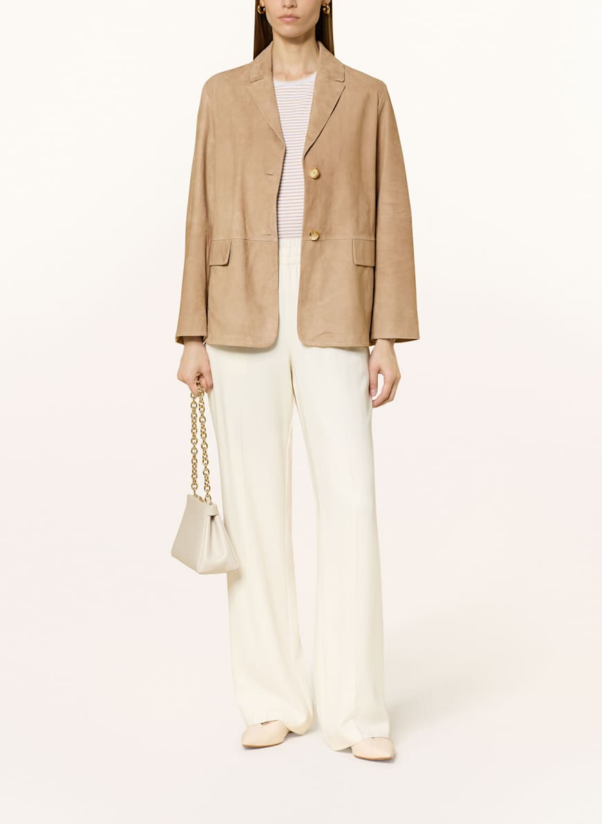 S Max Mara プリムラ キャメル スエード ブレザー・PRIMULA S Max Mara Primula Jacket | Brown | FARFETCH