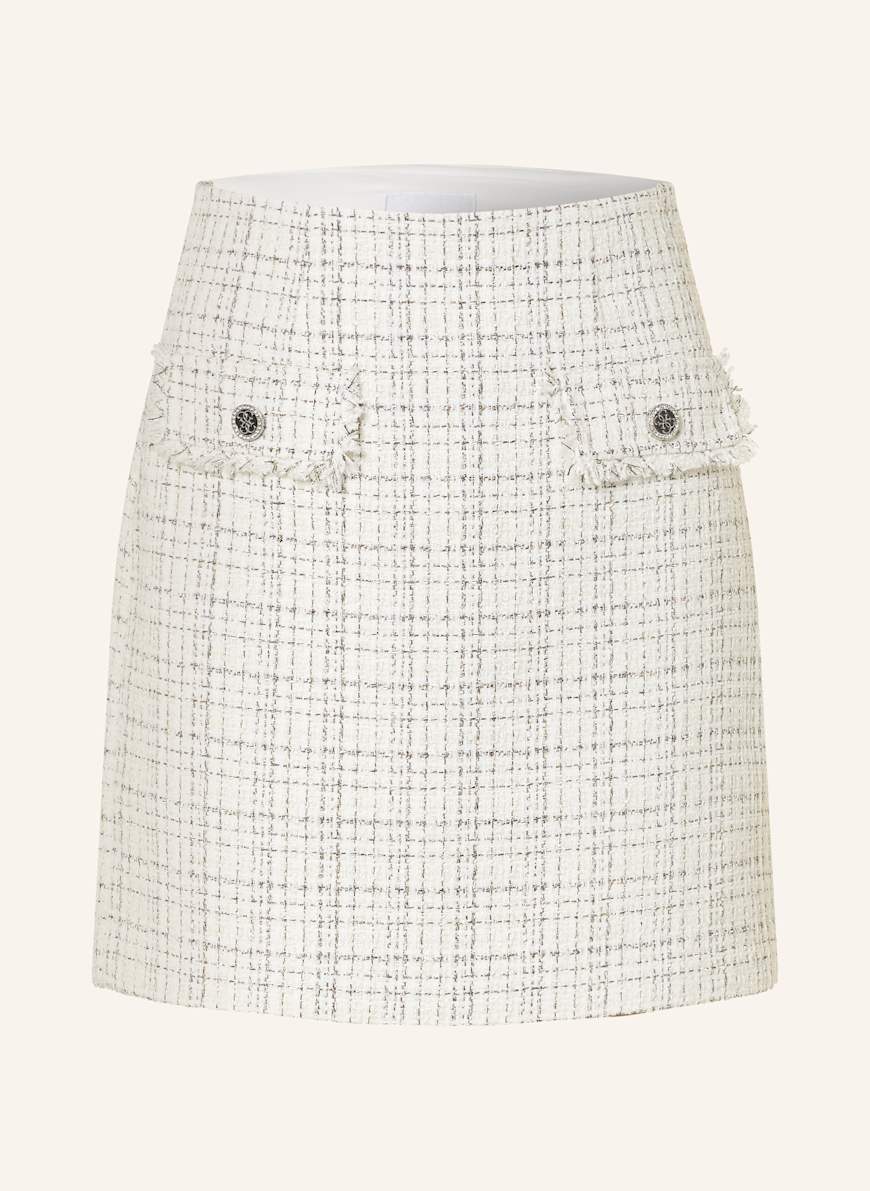 GUESS Tweed-Rock ANNAMARIA mit Glitzergarn und Schmucksteinen: WEISS/ SCHWARZ