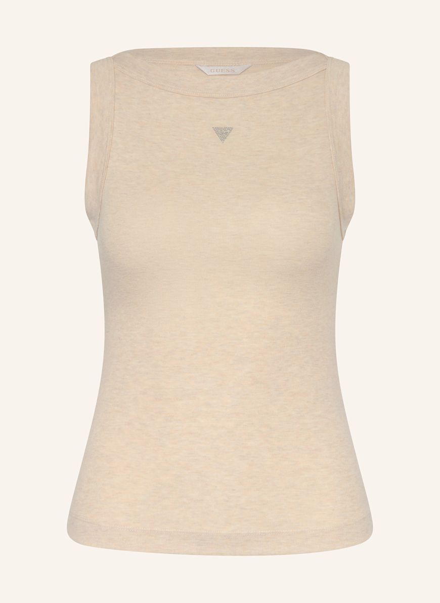 GUESS Top TINA mit Schmucksteinen: TAUPE