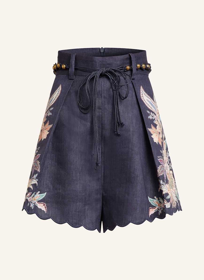 ショーツ ZIMMERMANN RHIANNON PRINTED LINEN SHORTS Blue Rhiannon belted floral-print linen shorts | ZIMMERMANN
