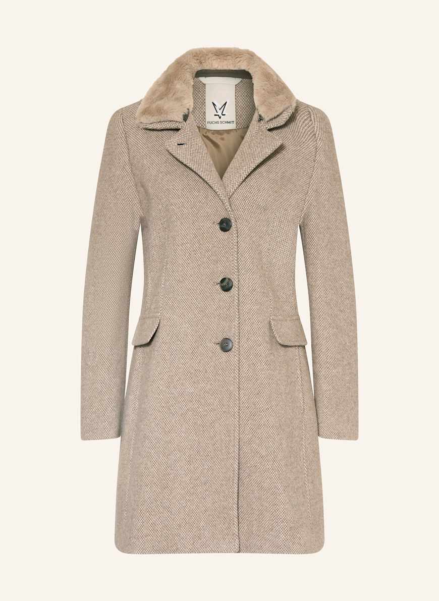 FUCHS SCHMITT Wollmantel mit abnehmbarem Kunstfell in beige