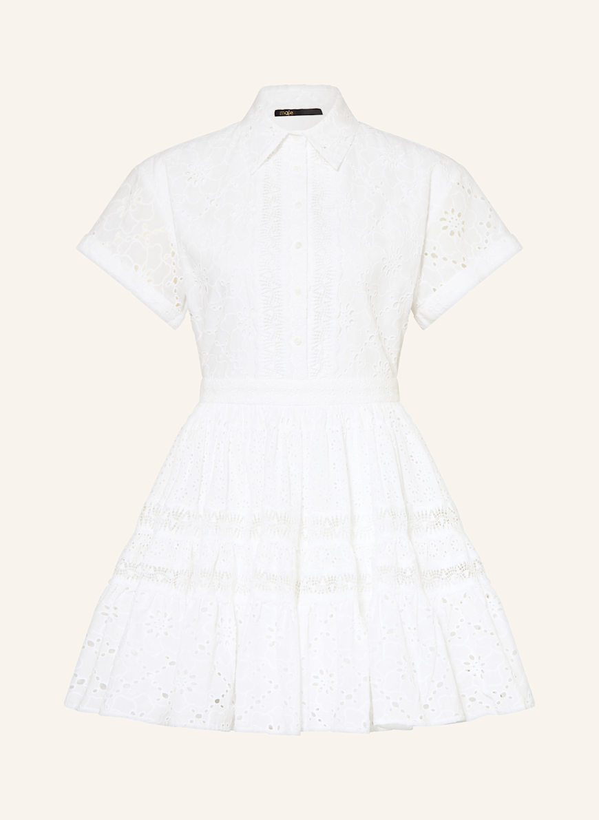 maje Hemdblusenkleid aus Lochspitze: WEISS
