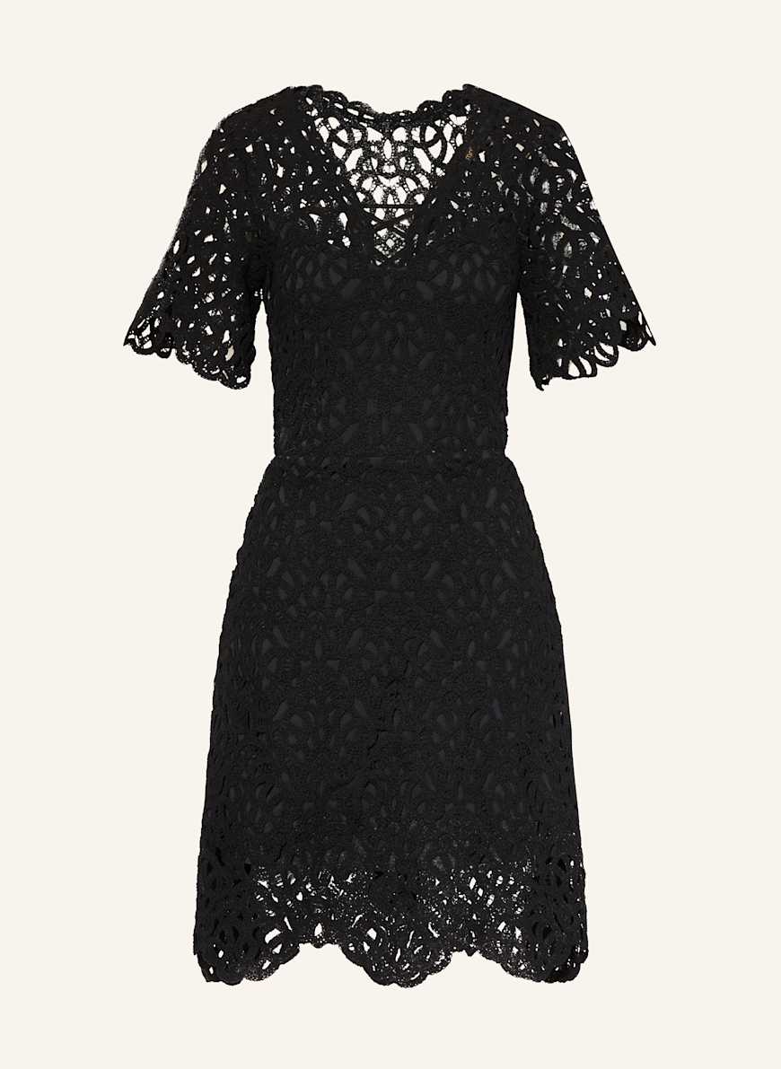 maje Häkelkleid mit Cut-outs: SCHWARZ