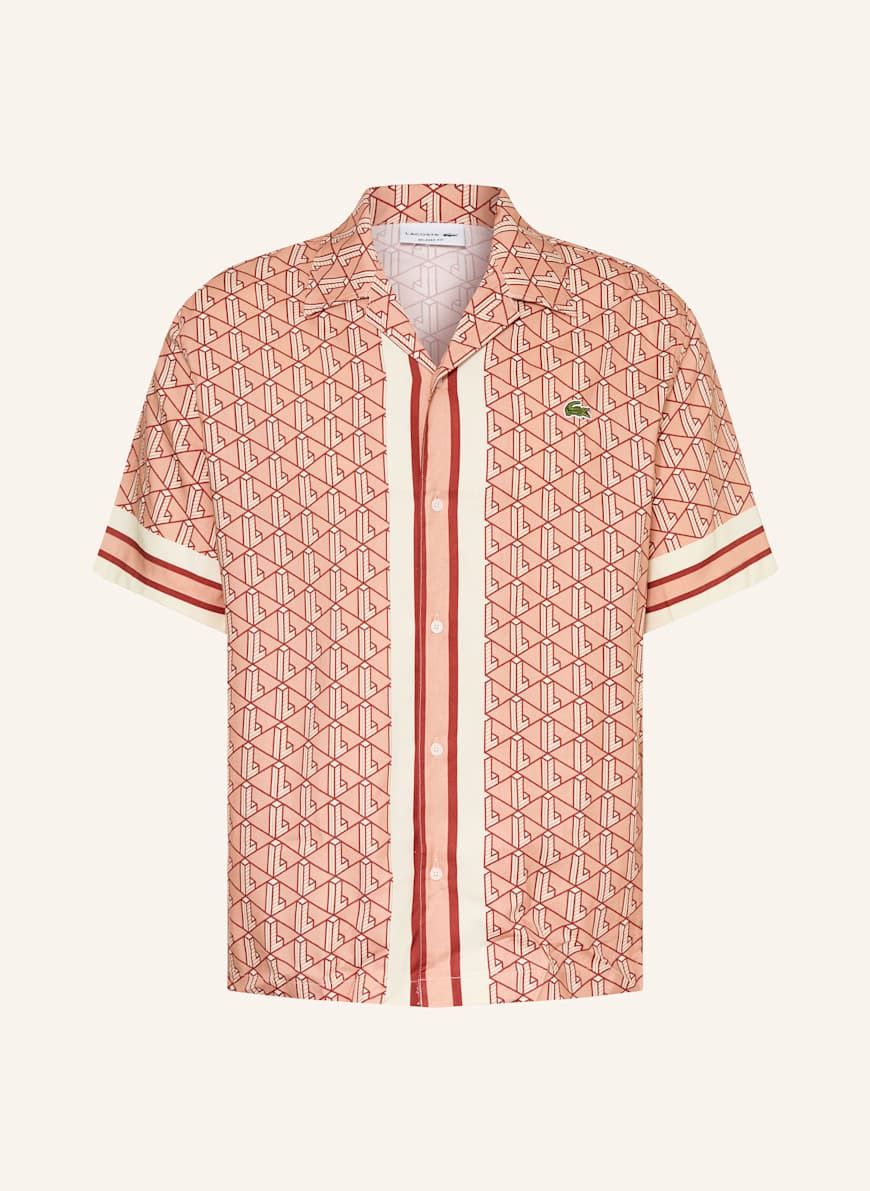 LACOSTE Resorthemd Relaxed Fit: LACHS/ DUNKELROT/ CREME