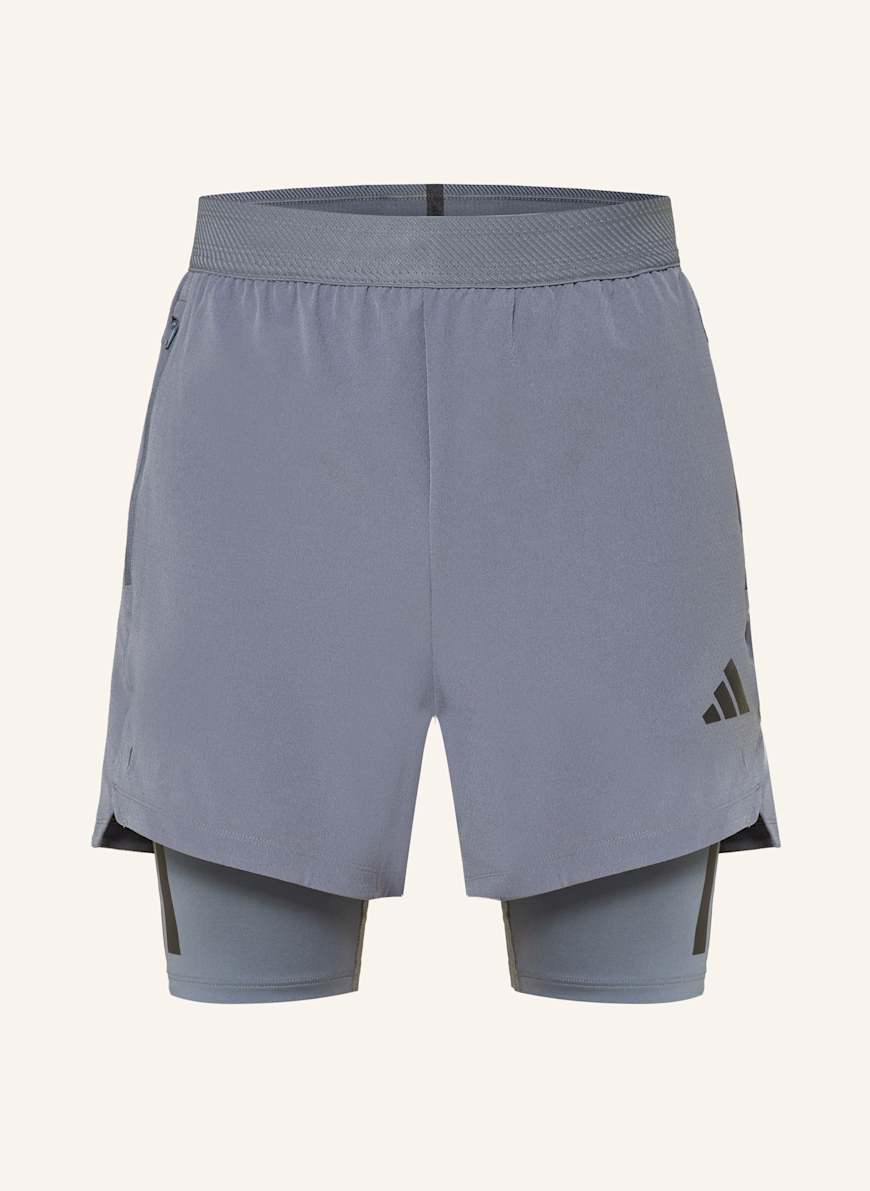 adidas 2-in-1-Trainingsshorts POWER: BLAUGRAU
