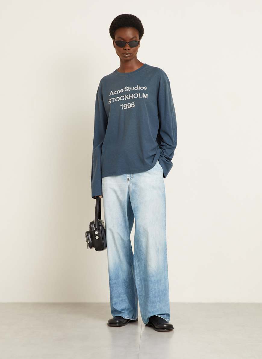 Acne Studios Long sleeve shirt in dark blue/ white