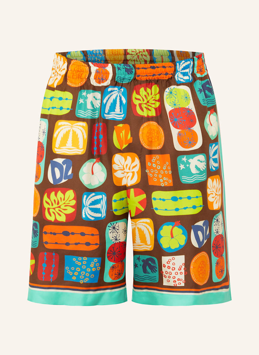 DSQUARED2 Seidenshorts: BRAUN/ BLAU/ ROT