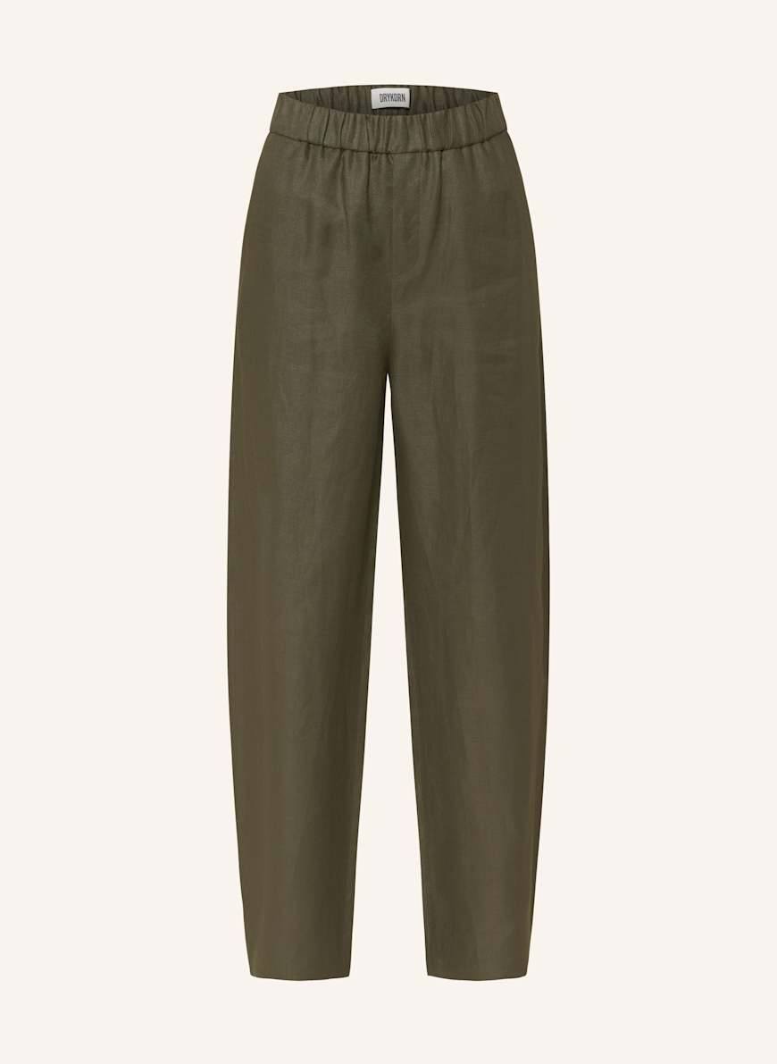 DRYKORN Marlenehose CONSIDER aus Leinen: DUNKELGRÜN