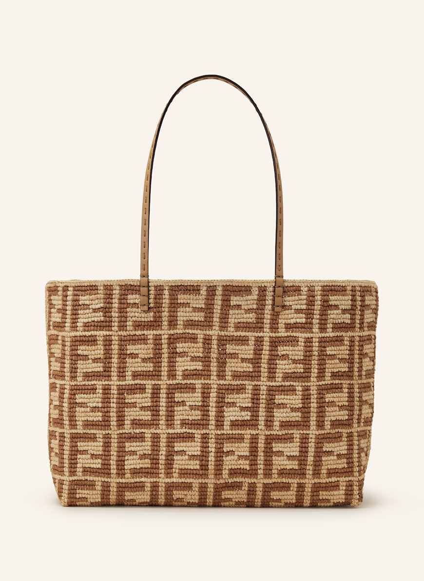FENDI Shopper ROLL LARGE: GELB/ HELLBRAUN
