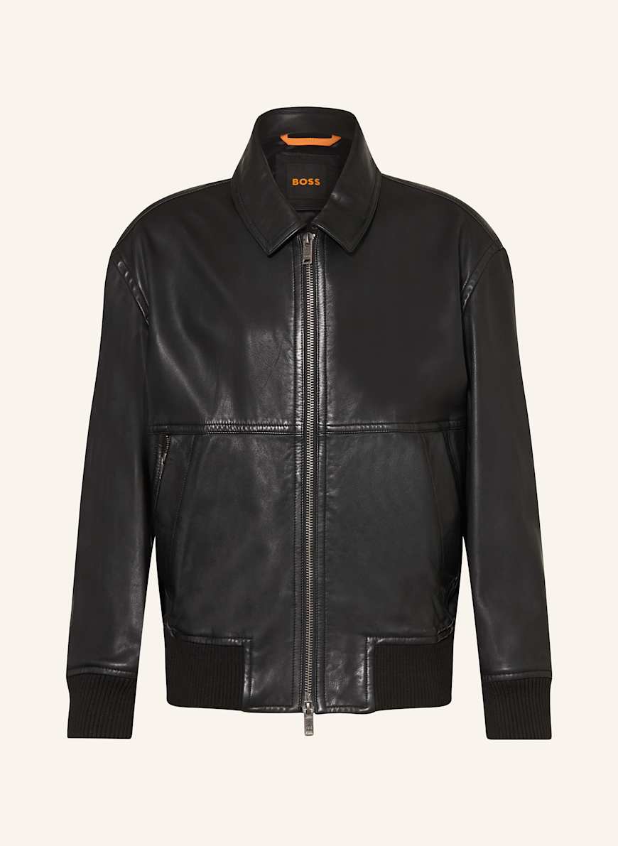 BOSS Lederjacke JOBERG: SCHWARZ