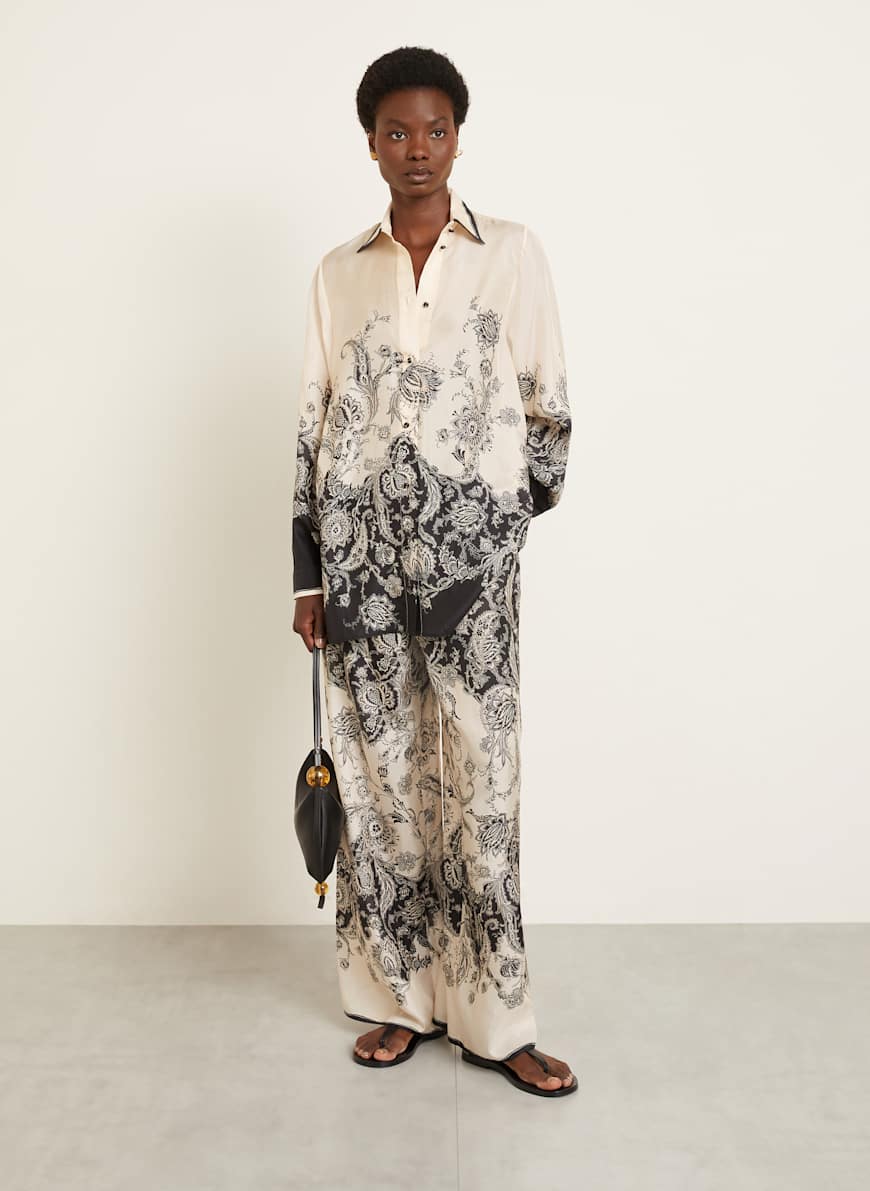 Tシャツ・カットソー Zimmermann Zimmermann Rhiannon Blouse (3236TSS251 CREAM) ZIMMERMANN Shirt blouse RHIANNON in silk in cream/ black
