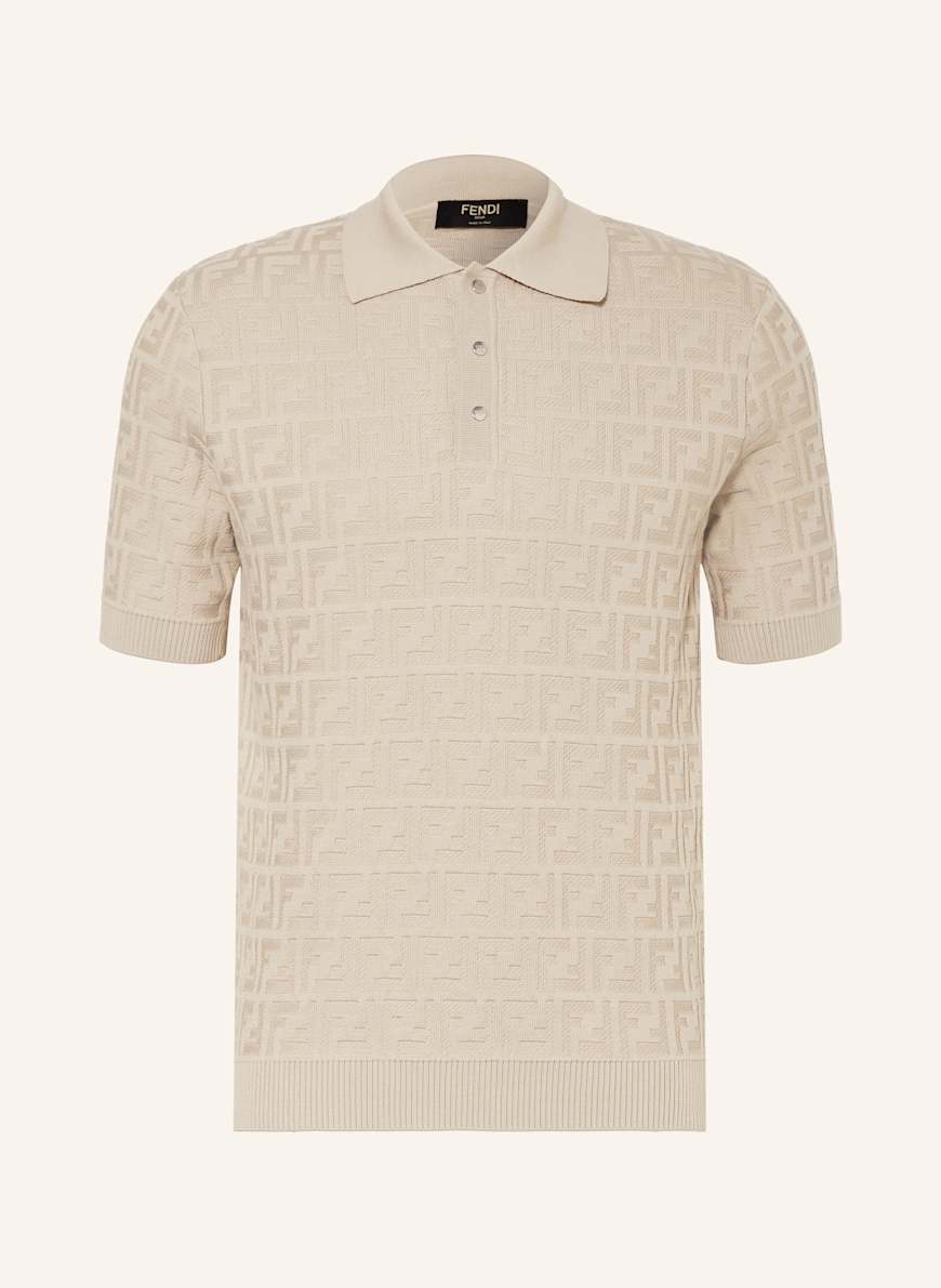 FENDI Strick-Poloshirt: CREME
