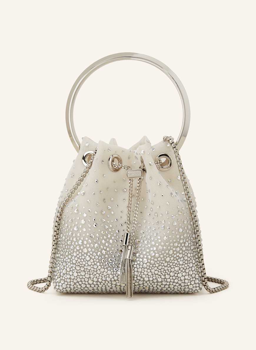 JIMMY CHOO Handtasche BON BON mit Schmucksteinen: WEISS